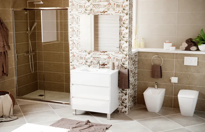 Ambientazione moderna patchwork per bagno