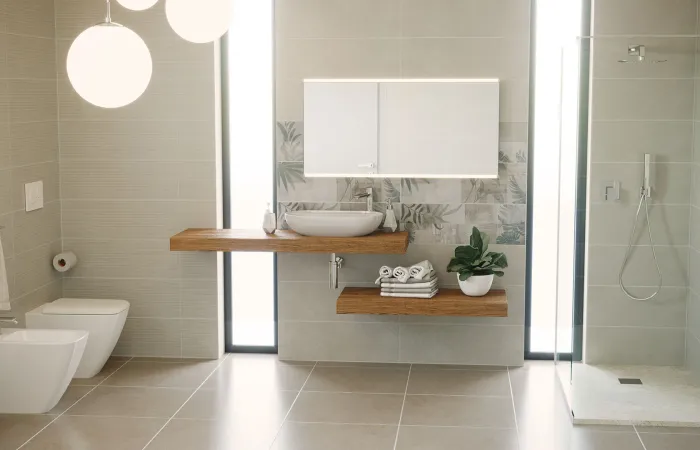 Ambientazione foliage per bagno